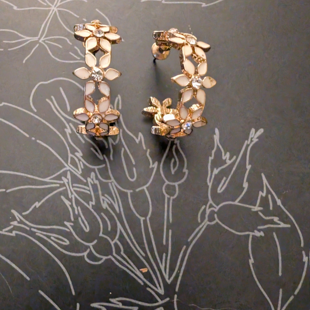 Elegant Gold Floral Hoop Earrings